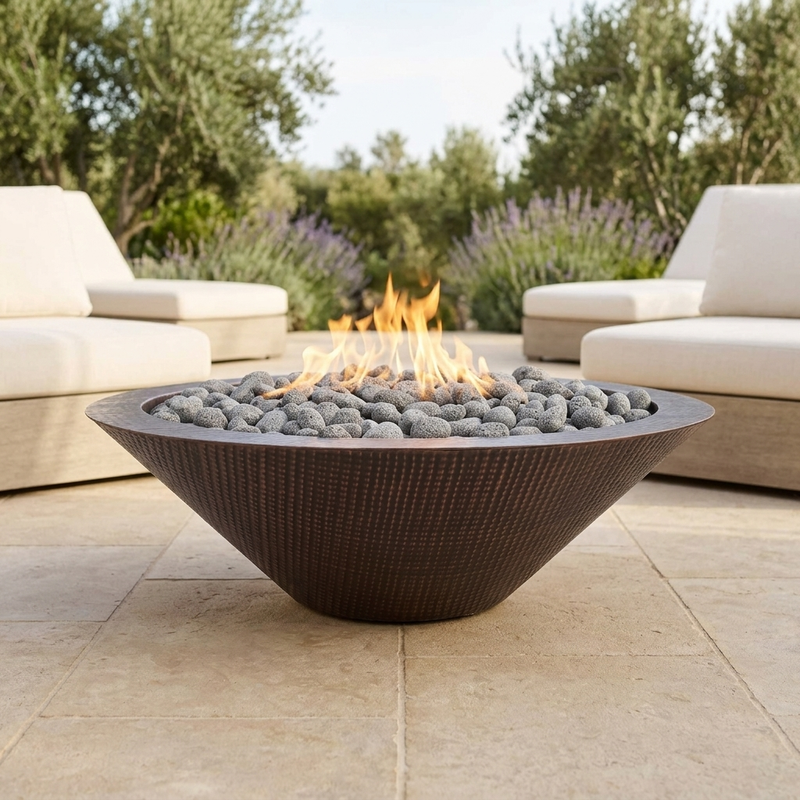 The Outdoor Plus 48" Cazo Fire Pit — Narrow Ledge — Hammered Copper — alternate view