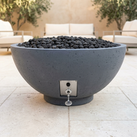 Firegear Sanctuary 3 29-Inch Concrete Fire Bowl — Pro Brass Burner with Lava Rock — alternate view