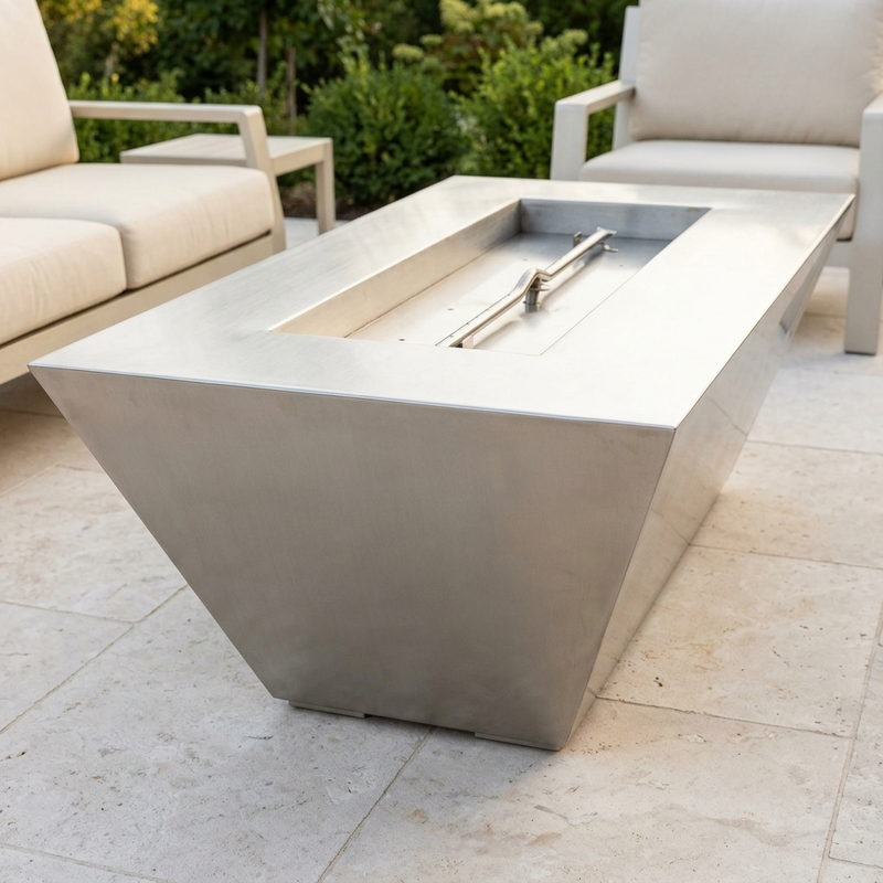 The Outdoor Plus 48" Atlantic Fire Pit — 24" Tall — Stainless Steel — alternate view