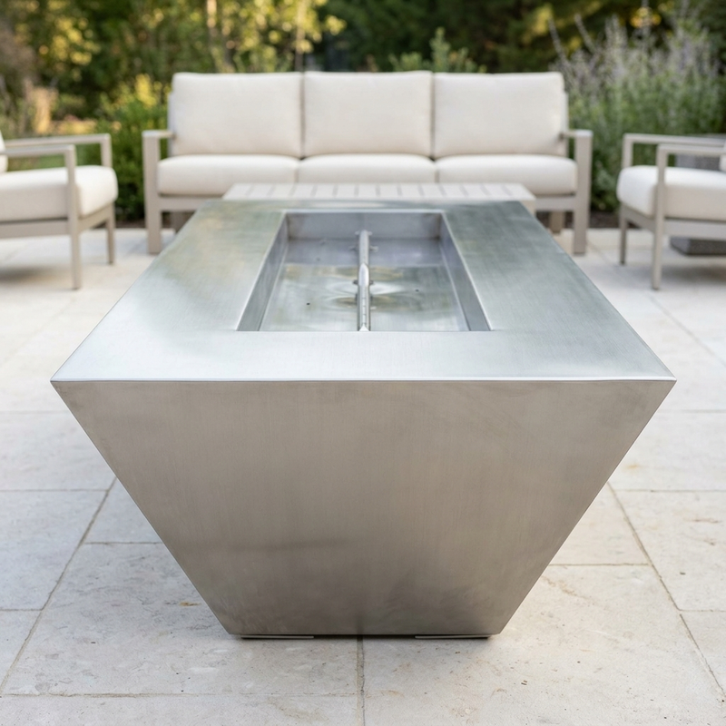 The Outdoor Plus 84" Atlantic Fire Pit — 18" Tall — Stainless Steel — alternate view