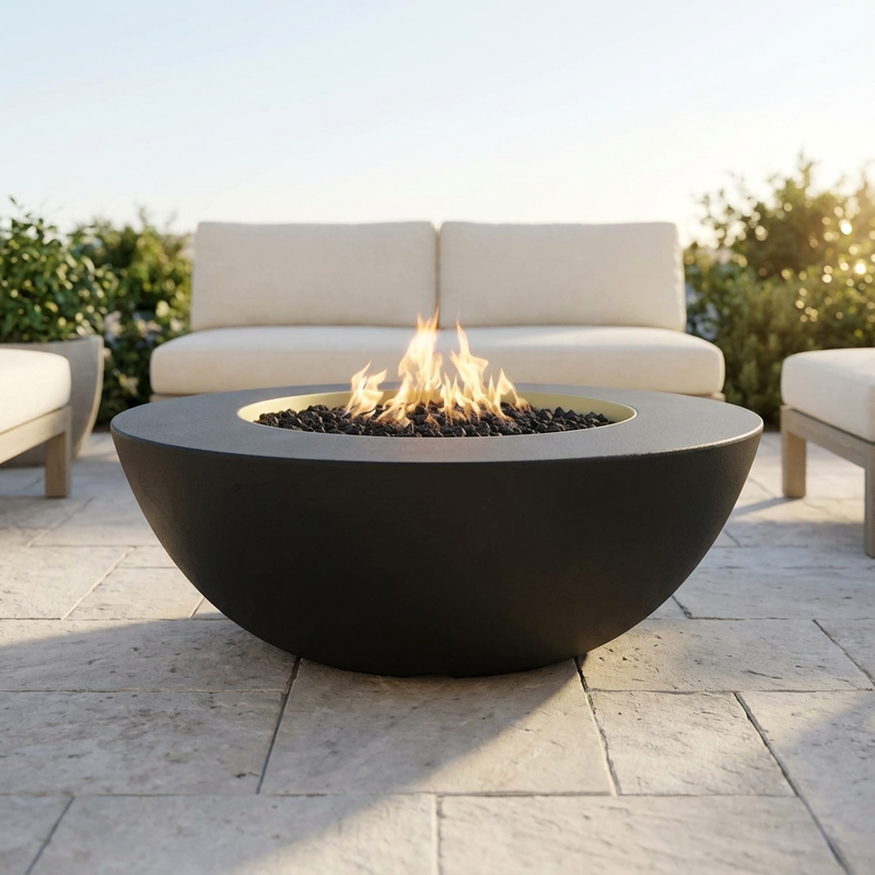 The Outdoor Plus 48" Sedona Fire Pit — Wide Ledge — GFRC — Low Voltage Electronic Ignition — alternate view