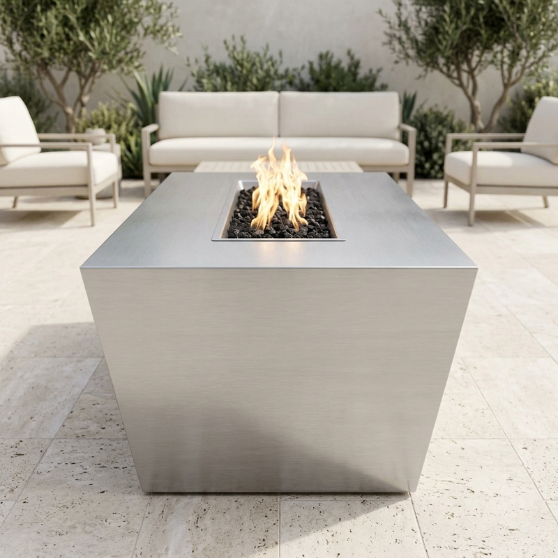 The Outdoor Plus 60" Mesa Fire Pit — Stainless Steel — alternate view