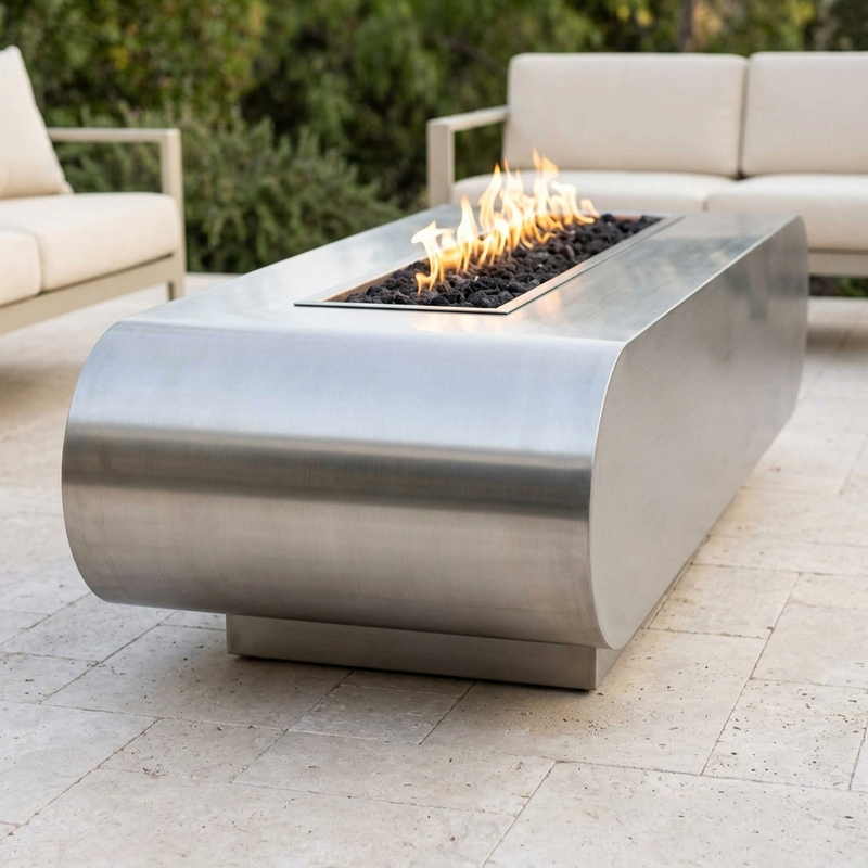 The Outdoor Plus 60" La Jolla Fire Pit — Stainless Steel — alternate view