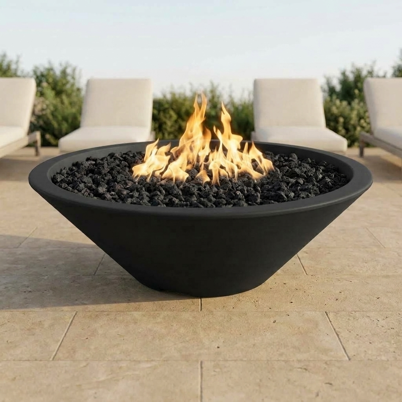 The Outdoor Plus 48" Cazo Fire Pit — Narrow Ledge — GFRC — Plug & Play — alternate view