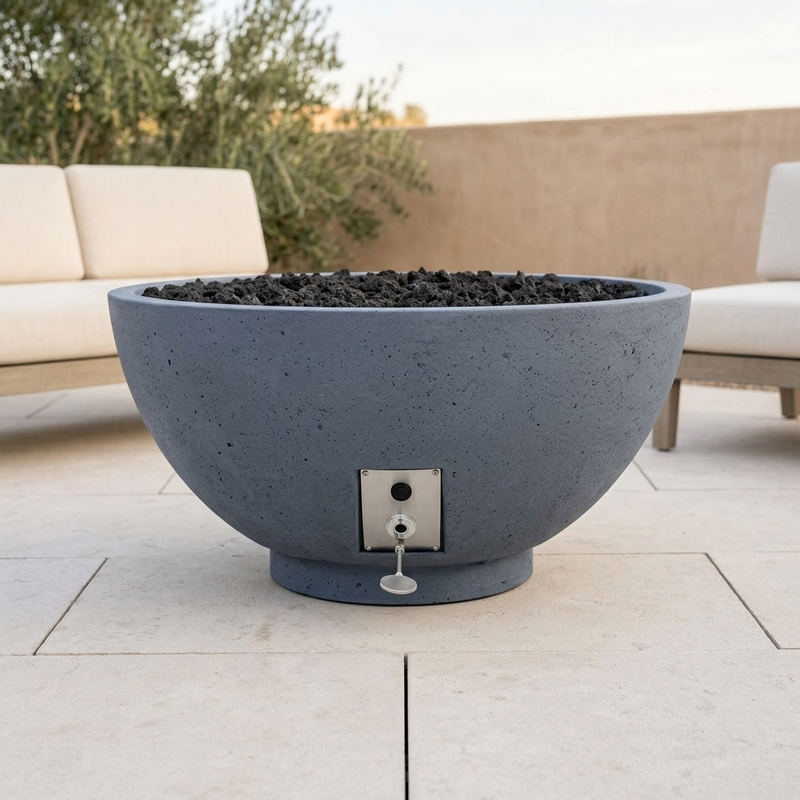 Firegear Sanctuary 2 39-Inch Concrete Fire Bowl — Stainless Steel Burner with Lava Rock — alternate view