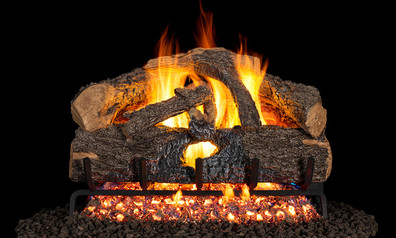18" Charred Evergreen Oak Vented Gas Log Set | Real Fyre