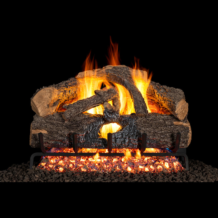 Charred Evergreen Oak Vented Gas Log Set