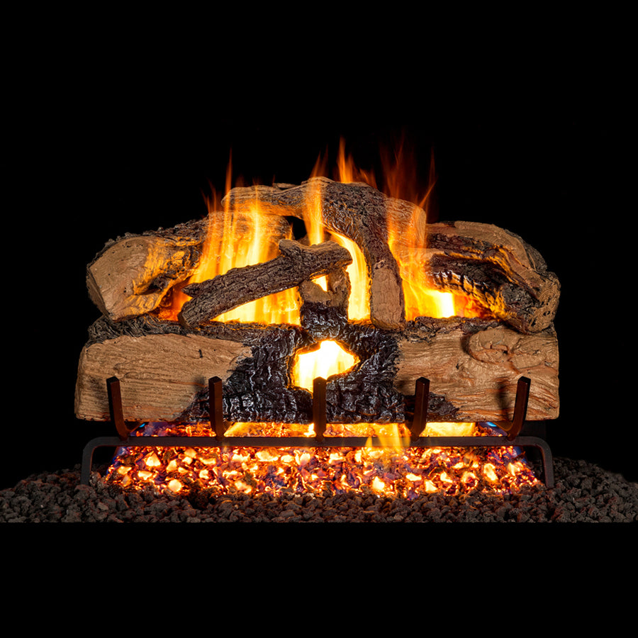 Charred Evergreen Split Oak Vented Gas Log Set