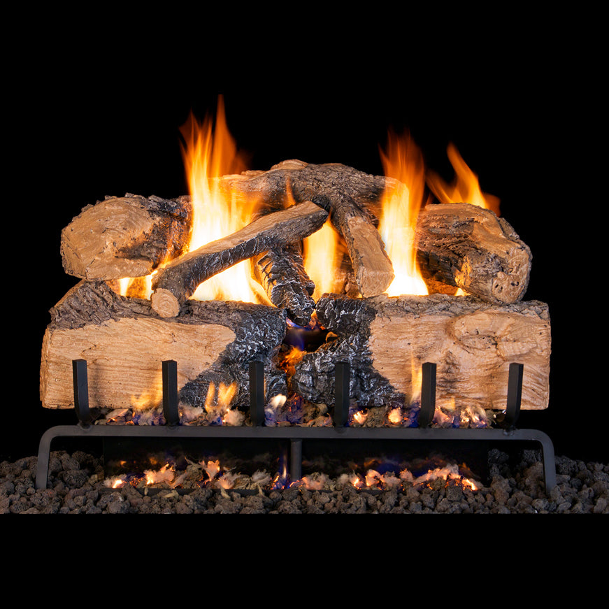 18" Charred Angel Split Oak Outdoor Vented Gas Log Set | Real Fyre