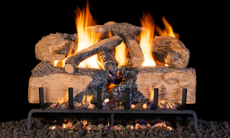 30" Charred Angel Split Oak Outdoor Vented Gas Log Set | Real Fyre