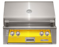 Alfresco ALXE 30-Inch Built-In Natural Gas Grill — Traffic Yellow Gloss — manufacturer front view
