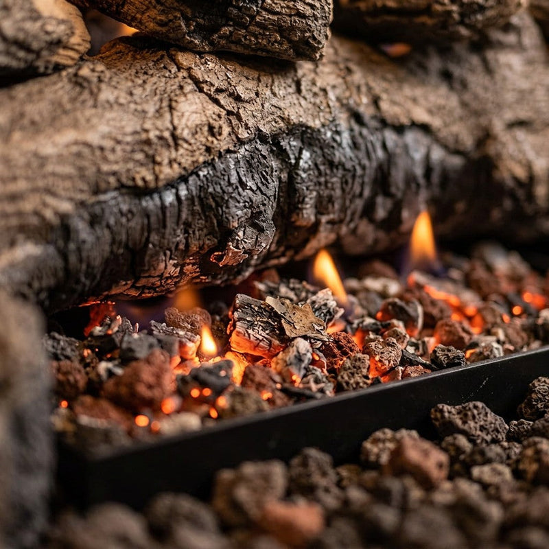 24" Evening Fyre Char See-Through Ventless Gas Logs | Real Fyre