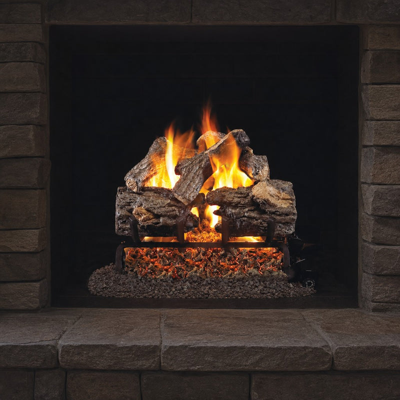16" Burnt Rustic Oak ANSI Vented Gas Log Set | Real Fyre