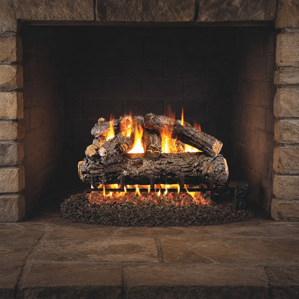 16" Rustic Oak Designer ANSI Vented Gas Log Set | Real Fyre