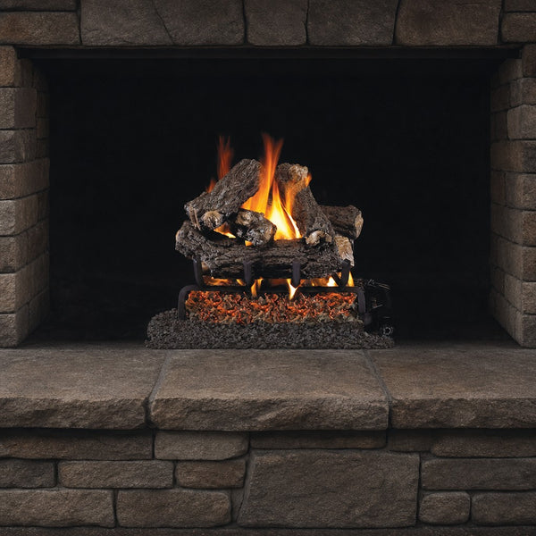 16" Rustic Oak Designer Vented Gas Log Set | Real Fyre