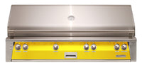 Alfresco ALXE 56-Inch Built-In Natural Gas Grill with Sear Zone — Traffic Yellow Gloss — manufacturer front view