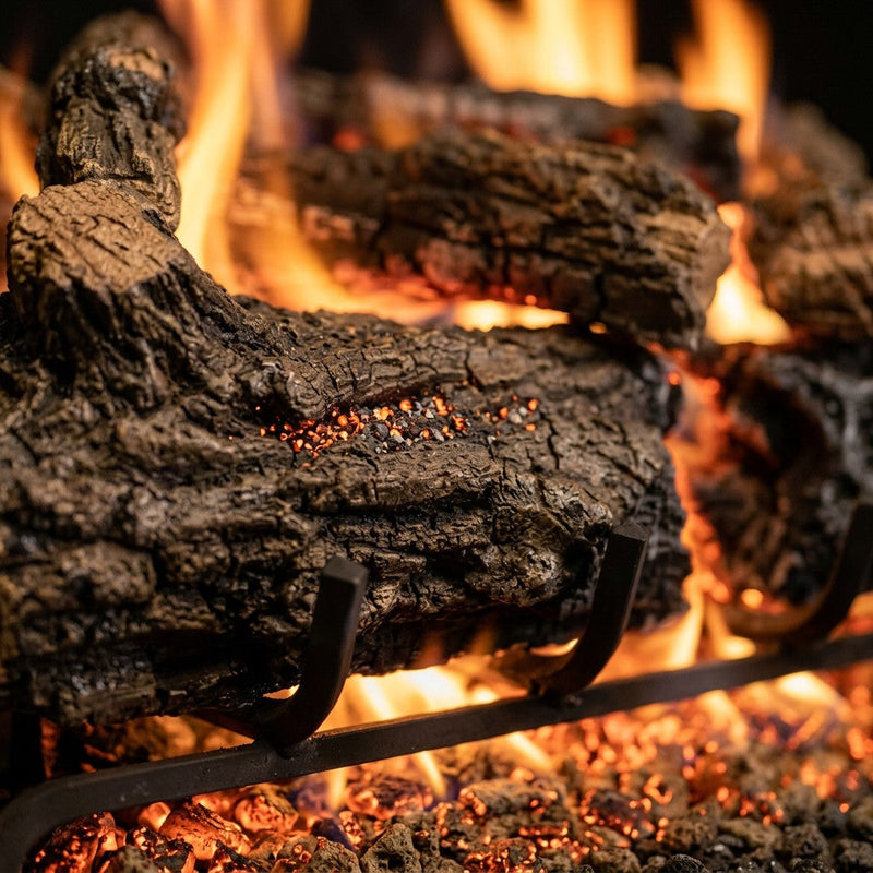 24" Burnt Rustic Oak Outdoor Vented Gas Log Set | Real Fyre