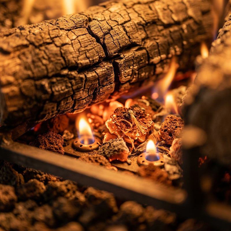 24" Charred American Oak Outdoor Vented Gas Log Set | Real Fyre