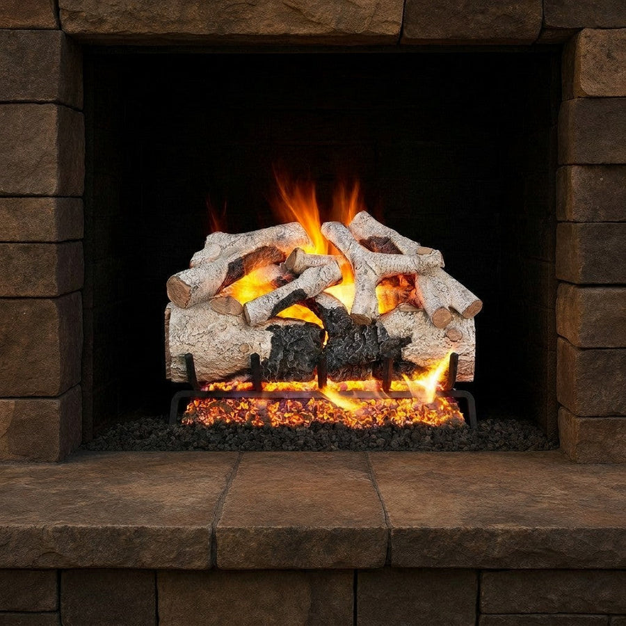Charred Burnt Aspen Vented Gas Log Set
