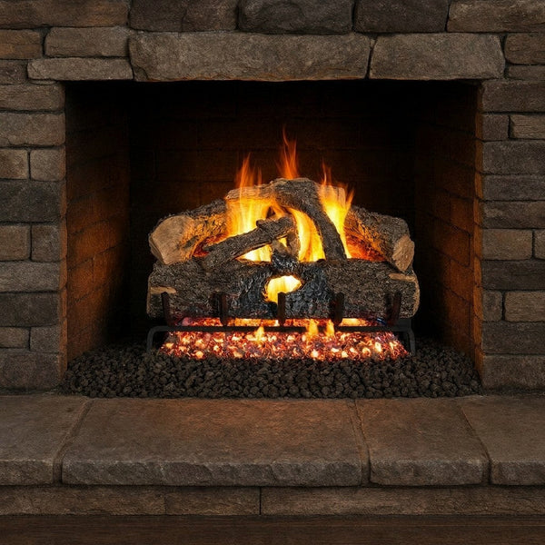 18-inch Charred Evergreen Oak Vented Gas Log Set by Real Fyre