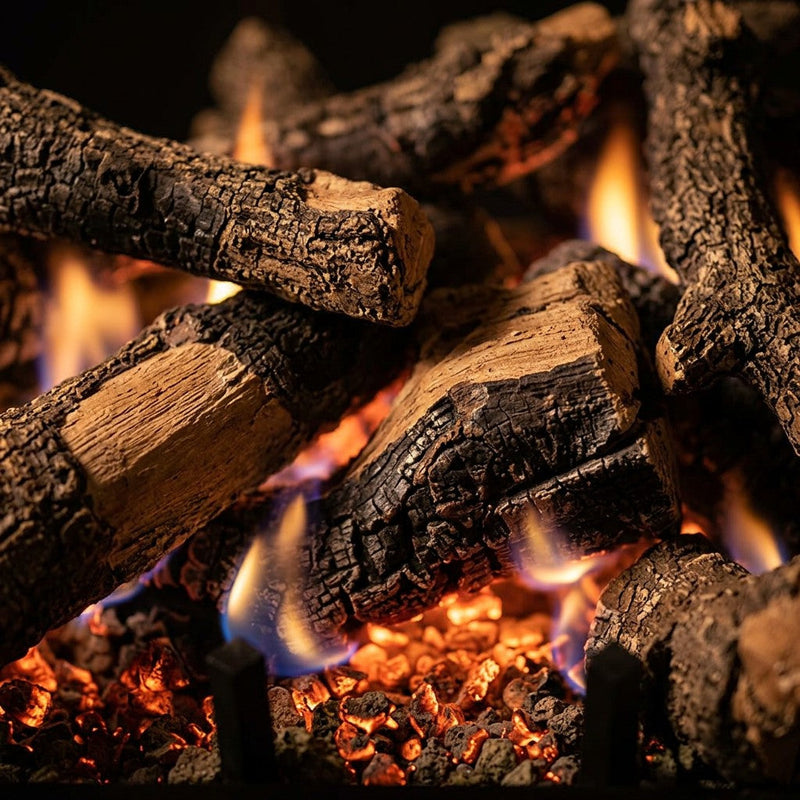 18" Charred Oak Stack Outdoor Vented Gas Log Set | Real Fyre