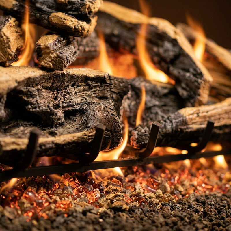 24" Charred Rugged Split Oak ANSI Vented Gas Log Set | Real Fyre