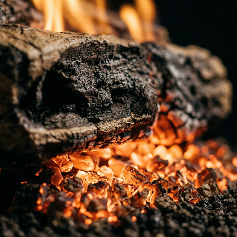 24" Charred Rugged Split Oak Outdoor Vented Gas Log Set | Real Fyre