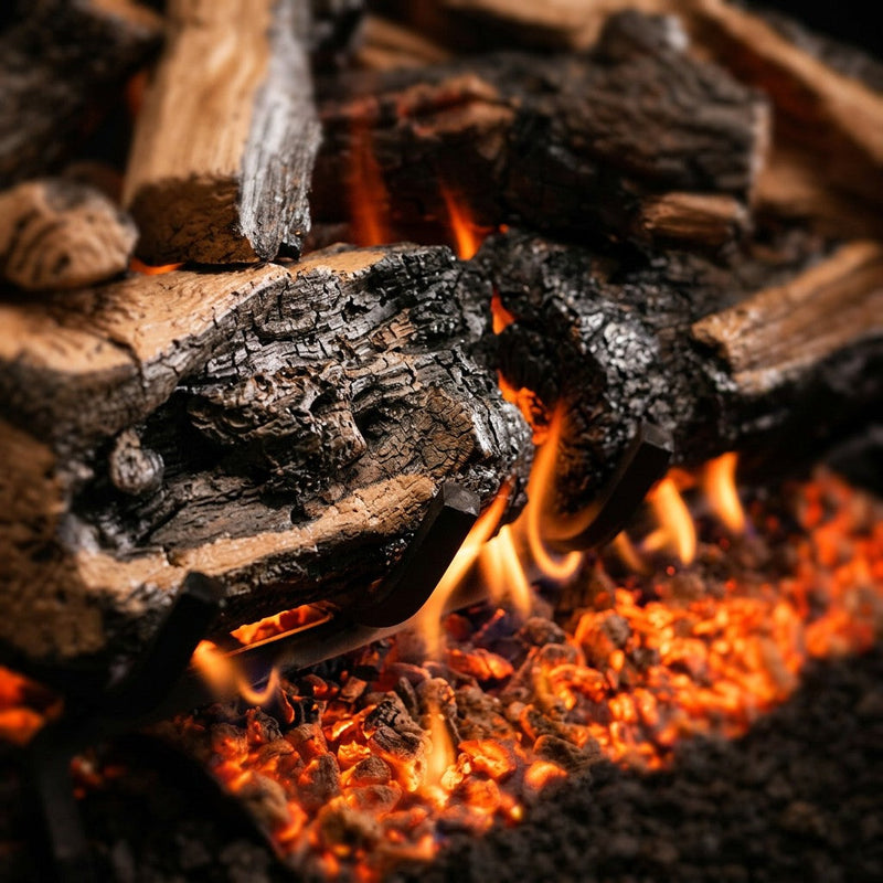 18" Charred Rugged Split Oak See-Through Vented Logs | Real Fyre