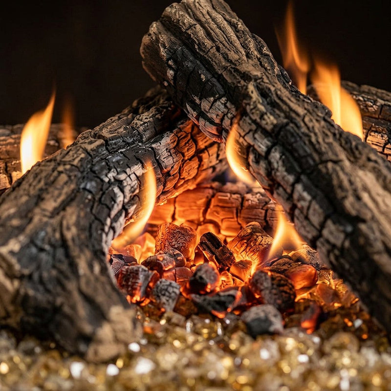 30" Contemporary Fire Glass Ventless Gas Logs | Real Fyre