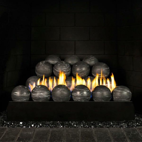 18-inch Peterson Nero Marquina Fireball Ventless Gas Logs by Real Fyre