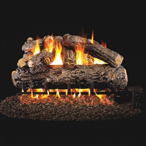 24-inch Rustic Oak Outdoor Vented Gas Log Set by Real Fyre