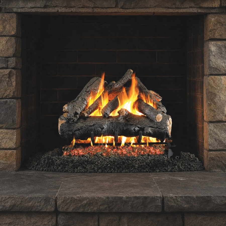 American Oak Vented Gas Log Set