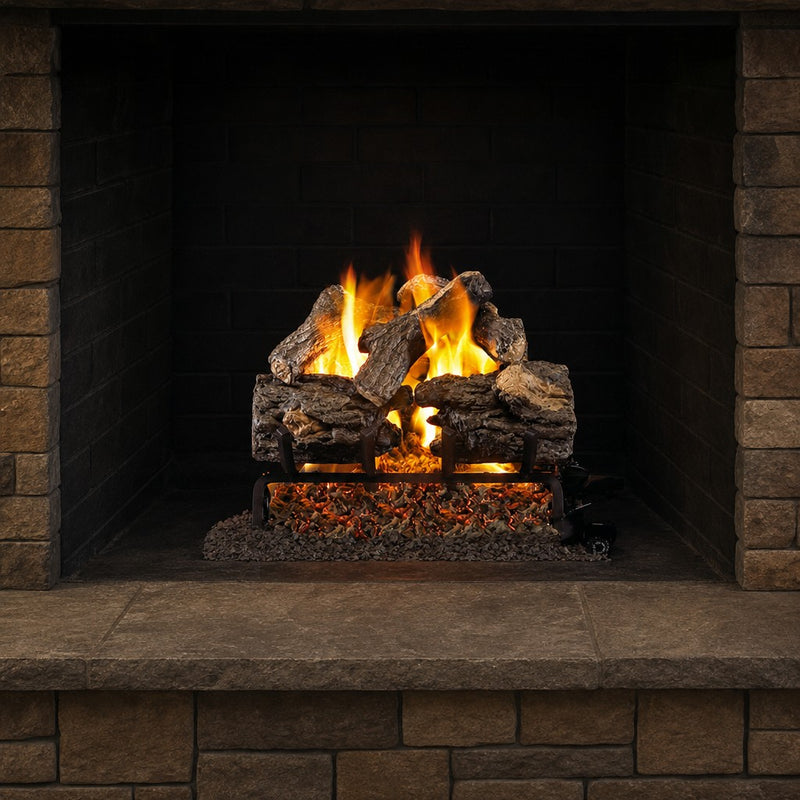 18" Burnt Rustic Oak ANSI Vented Gas Log Set | Real Fyre
