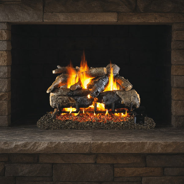 18" Charred American Oak Vented Gas Log Set | Real Fyre