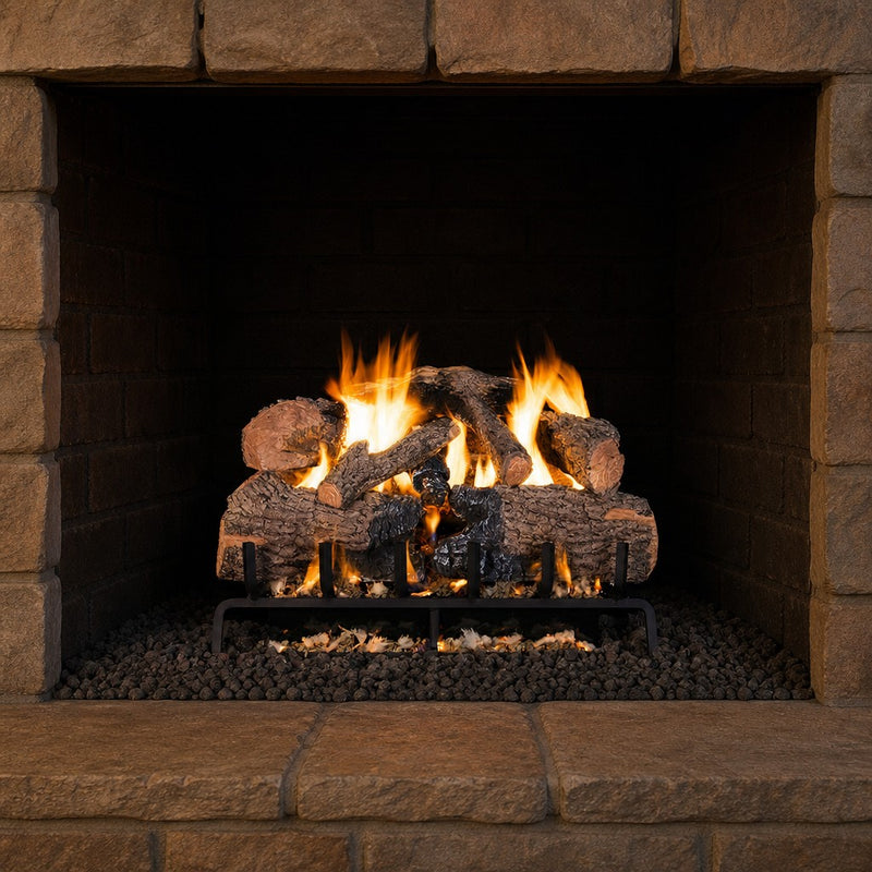 18" Charred Angel Oak Vented Gas Log Set | Real Fyre