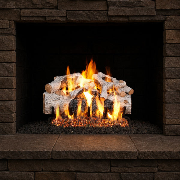 18" Charred Mountain Birch Vented Gas Log Set | Real Fyre