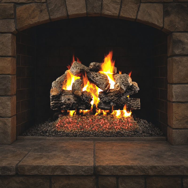 18" Charred Royal English Oak Vented Gas Log Set | Real Fyre