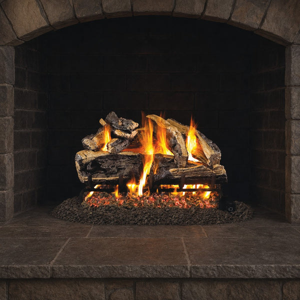 18" Charred Rugged Split Oak Vented Gas Log Set | Real Fyre
