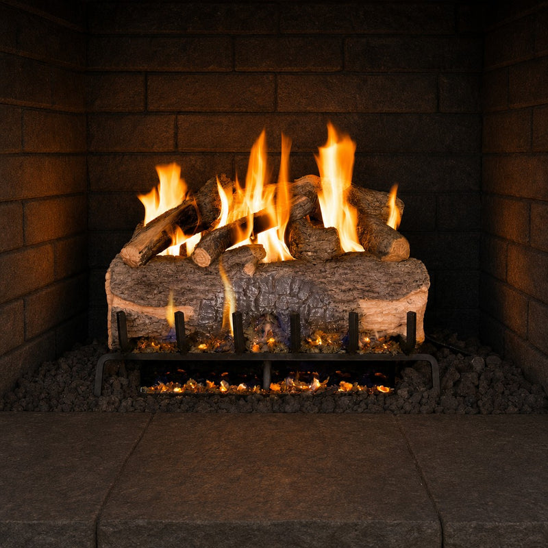 18" Mountain Crest Oak Vented Gas Log Set | Real Fyre