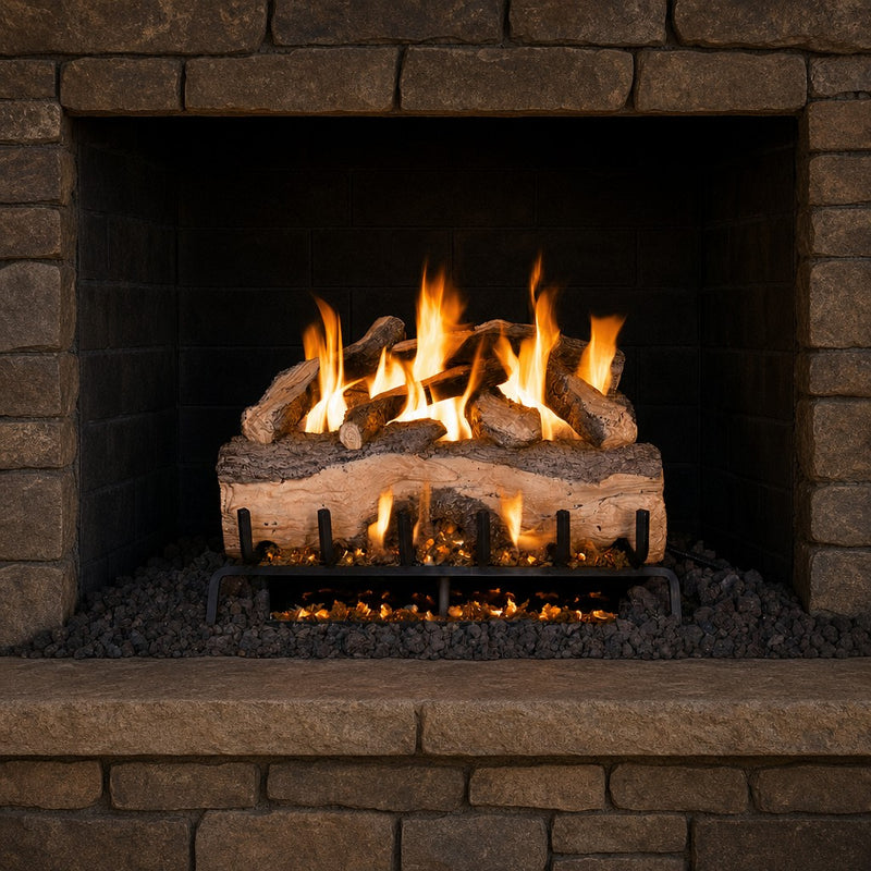 18" Mountain Crest Split Oak Vented Gas Log Set | Real Fyre