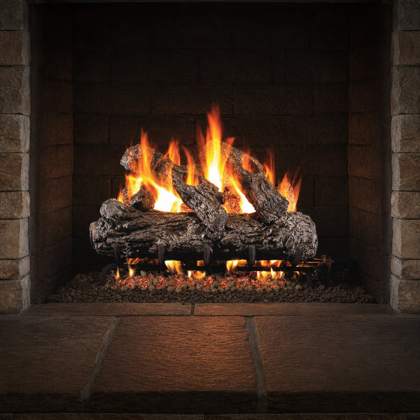 18" Rustic Oak ANSI Vented Gas Log Set | Real Fyre