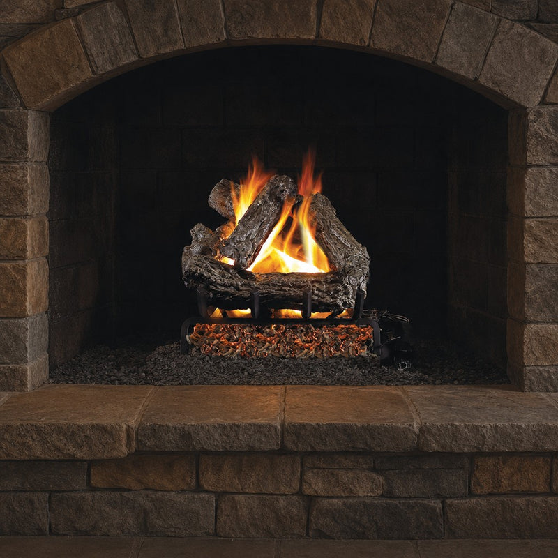 18" Rustic Oak ANSI Vented Gas Log Set | Real Fyre
