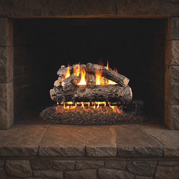 18" Rustic Oak Designer ANSI Vented Gas Log Set | Real Fyre