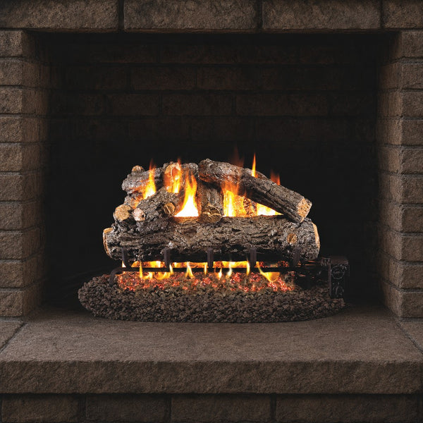 18" Rustic Oak Designer Vented Gas Log Set | Real Fyre