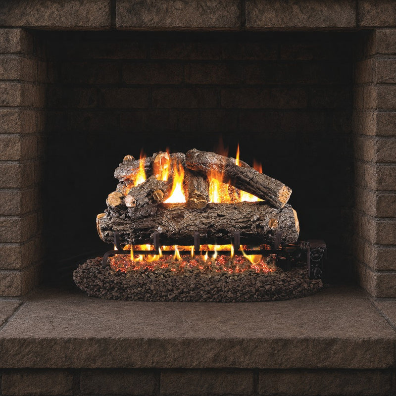18" Rustic Oak Designer Vented Gas Log Set | Real Fyre