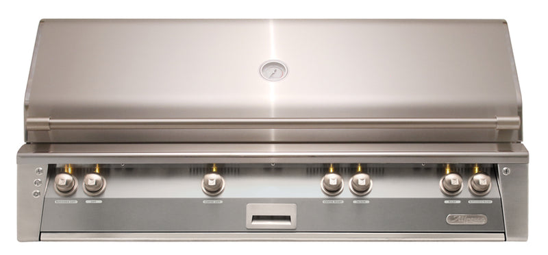 Alfresco ALXE 56-Inch Built-In Natural Gas Grill with Sear Zone — Signal Gray Gloss — manufacturer front view