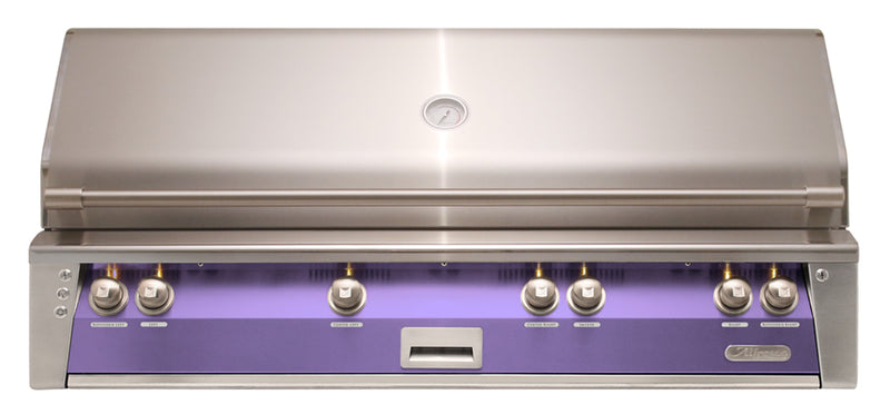 Alfresco ALXE 56-Inch Built-In Natural Gas Grill with Sear Zone — Lilac / Blue Lilac Gloss — manufacturer front view