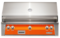 Alfresco ALXE 42-Inch Built-In Natural Gas Grill — Luminous Orange Gloss — manufacturer front view