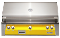 Alfresco ALXE 42-Inch Built-In Natural Gas Grill — Traffic Yellow Gloss — manufacturer front view