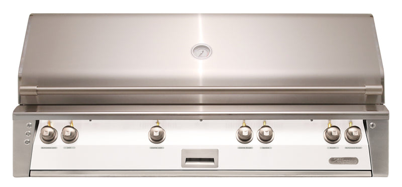 Alfresco ALXE 56-Inch Built-In Natural Gas Grill with Sear Zone — Signal White Matte — manufacturer front view